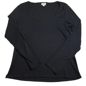 Jenni Solid Long Sleeve Pajama Top in Black Medium